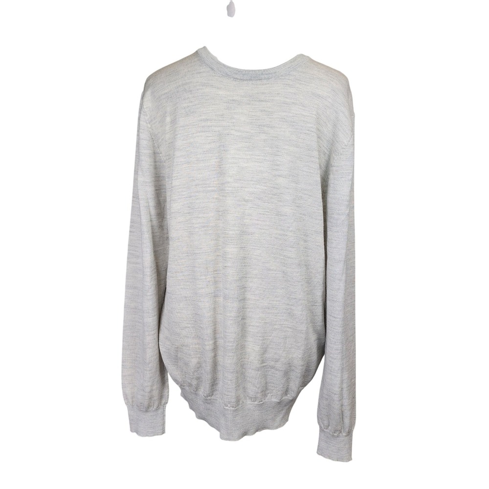 Reiss Wool Sweater Mens XL Gray Heather Lightweight Office Casual Preppy Layer